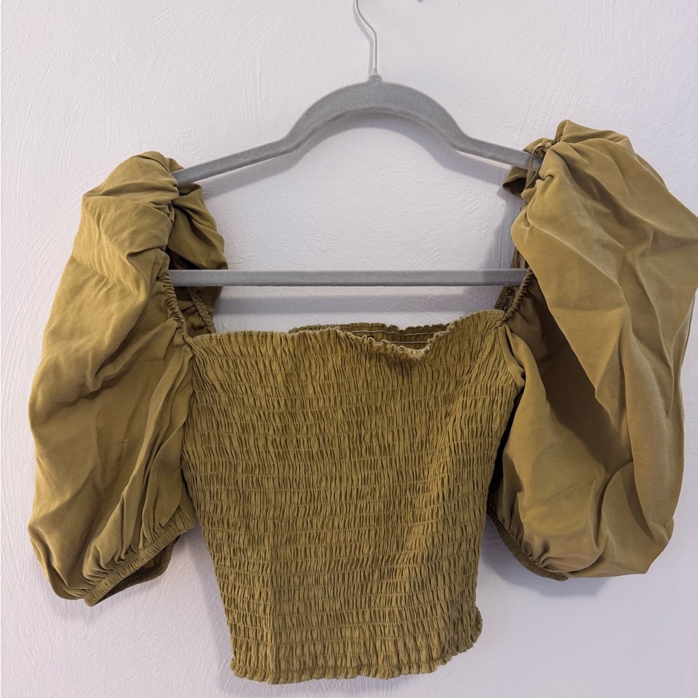 Zara Olive Green Smocked Skirt